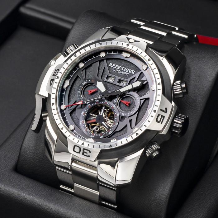 Jam Tangan Pria Original Pria Reef Tiger/RT Sport Watch Complicated Dial with Year Month Perpetual C