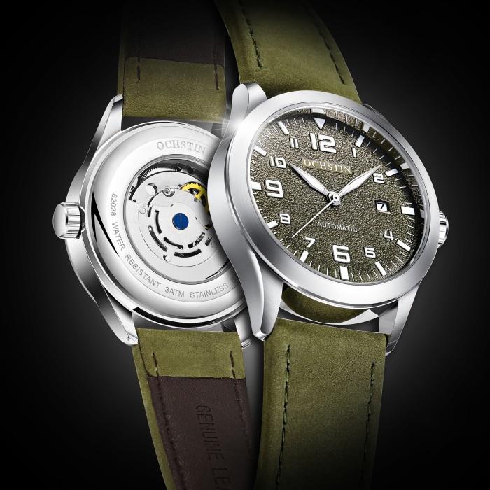 Jam Tangan Pria Original Pria OCHSTIN Man Mechanical Pilot Wrist Watches Luxury Self Wind Leather Me