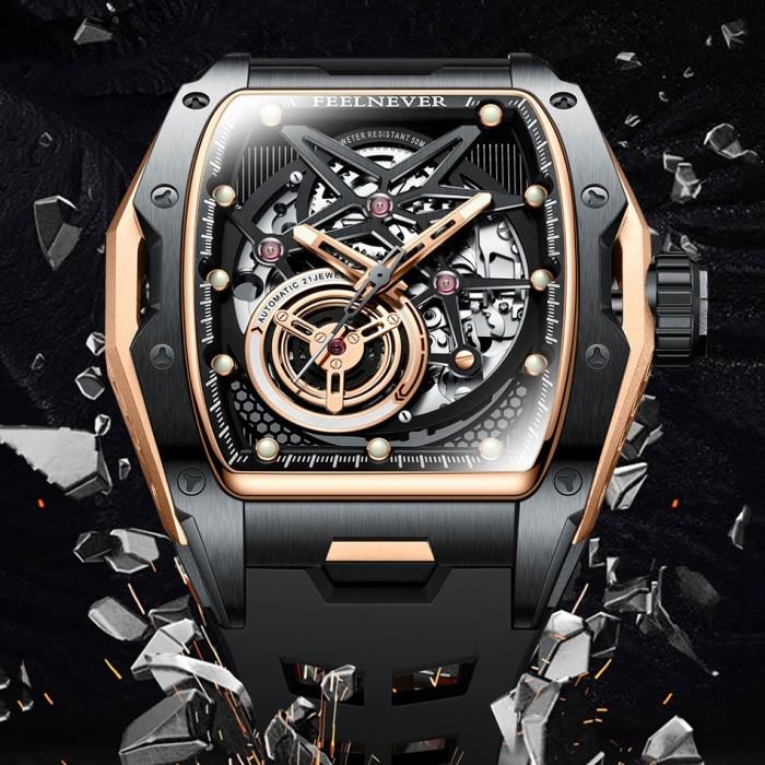 Jam Tangan Pria Original LIGE Fashion Men's Mechanical Wristwatches Business Diver Watch Men Top Bra