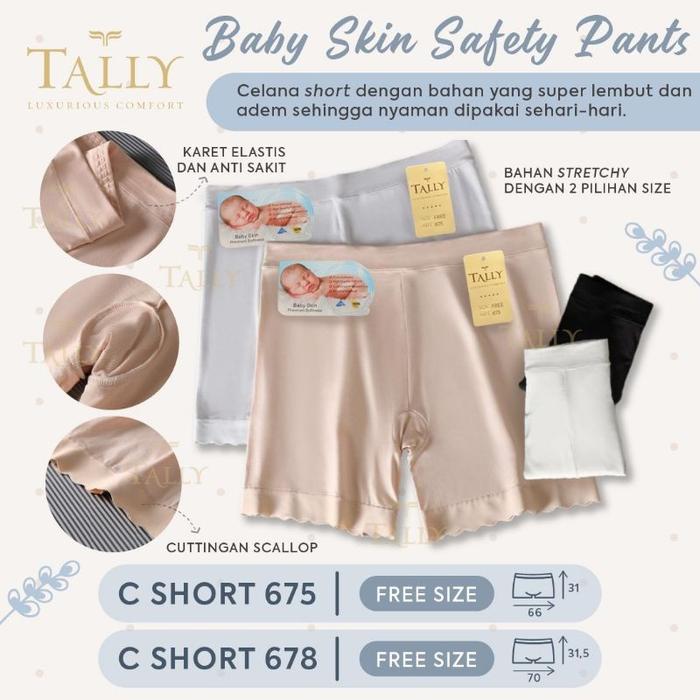 TALLY CD CELANA DALAM SHORT 675 (FIT L) I BAHAN BABY SKIN I FREE SIZE