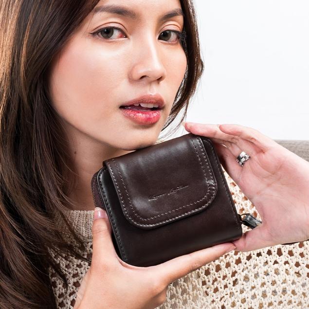 Dompet Kartu Wanita Kulit Asli BONIA Pullup - Free Grafir Nama