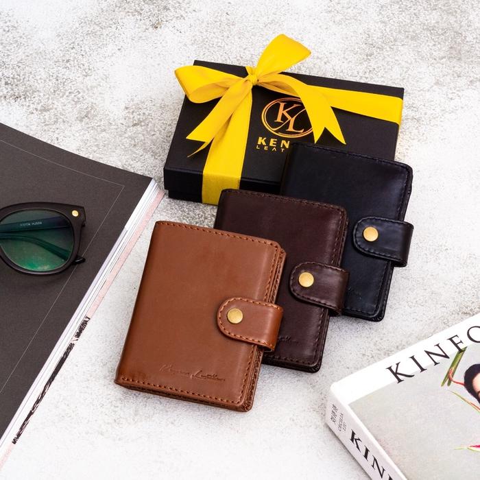 Dompet Kartu Unisex Kulit Asli Pele - Free Gravir Nama