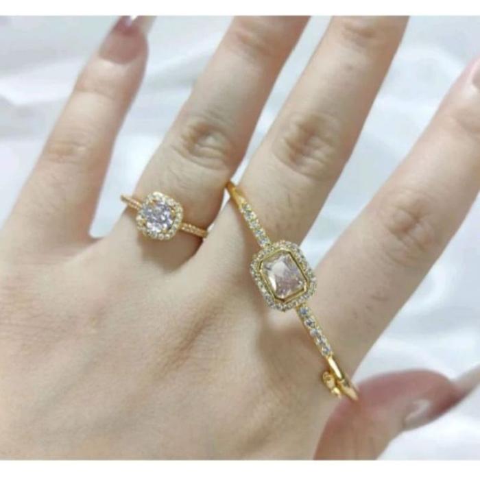 Set Titanium Gelang Dan Cincin Kotak