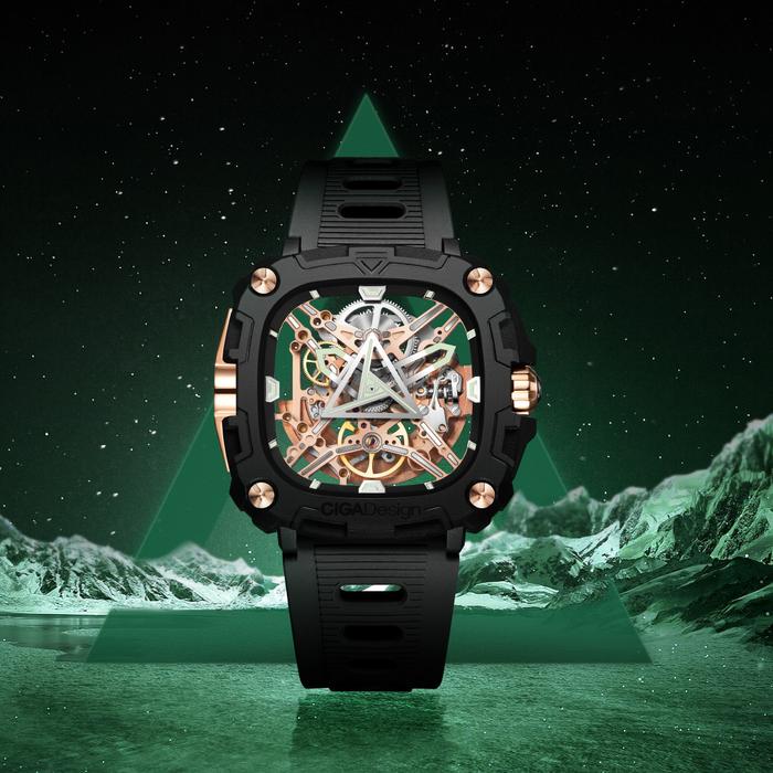 Jam Tangan Pria CIGA Design Skeleton Mens Automatic Watches 2024 Series X Eye Of Horus Luminous Squa