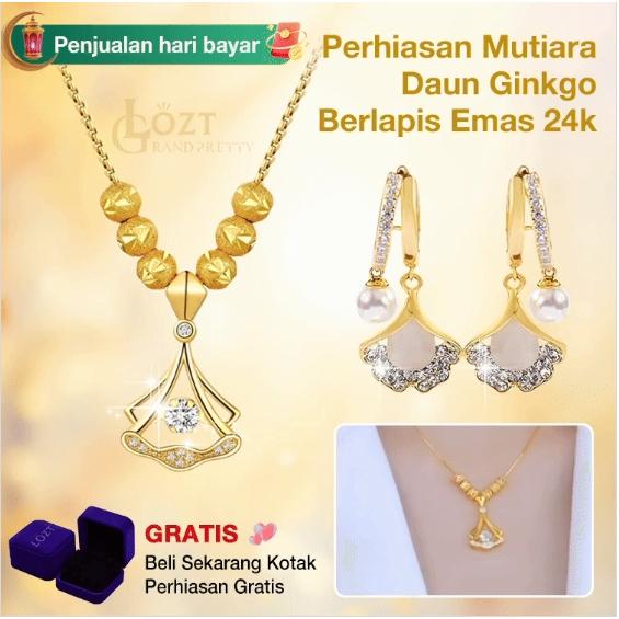 【Promosi Ramadan】 Lozt Kalung Anting Emas Asli 24K Anting Mutiara Emas 22K Lombokkalung Anting Daun 