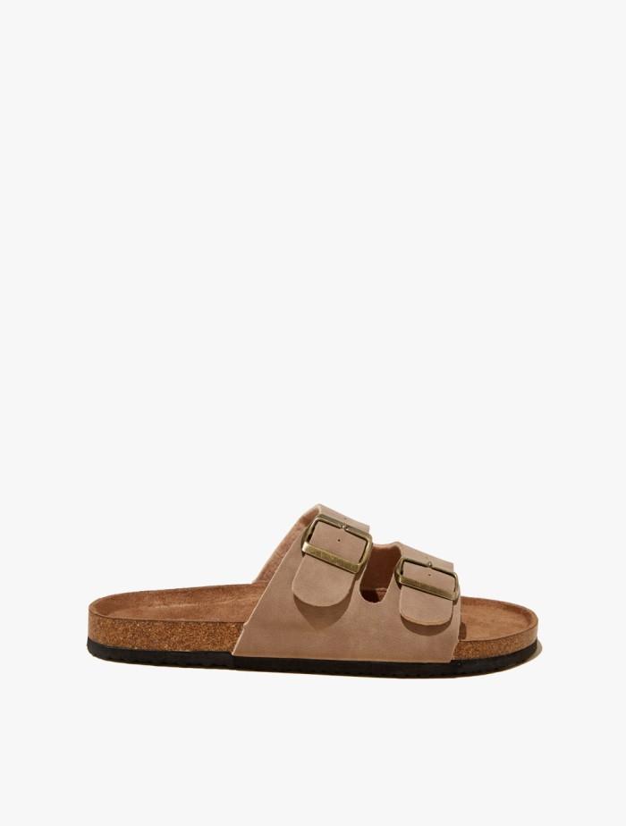 Rubi - Sandal Wanita - Rex Double Buckle Slide - Roebuck Nubuck