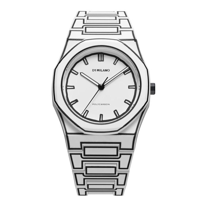 Jam Tangan D1 Milano Polycarbon 40.5mm - White Sketch - D1-PCBJ34