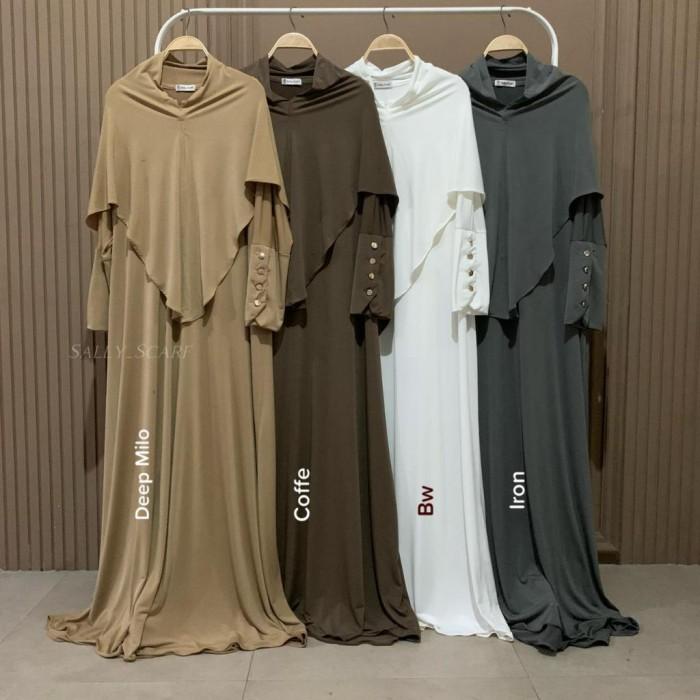 Sally_scarf - Yura abaya set Basic,gamis plain umrah daily jersey korea Muslim Wanita Muslim Wanita