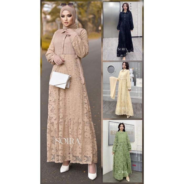 Gamis brukat Soira Premium + hijab set
