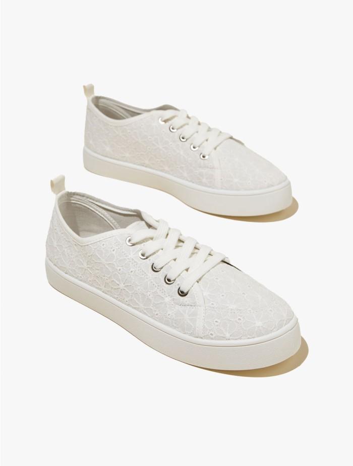Rubi - Sneakers Wanita - Saylor Lace Up Plimsoll - White Broderie