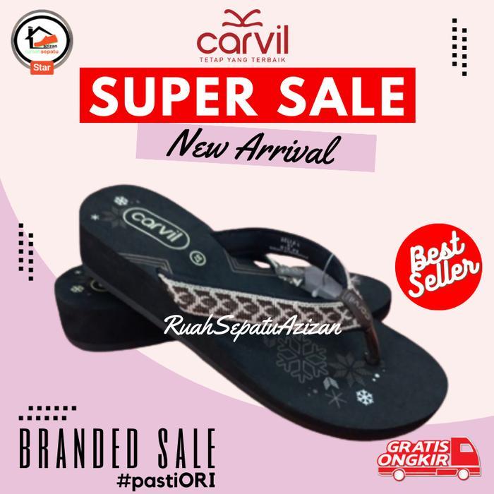 Carvil Sandal Wanita Wedges Della-L Sendal Jepit Spons Murah | Original Carvil