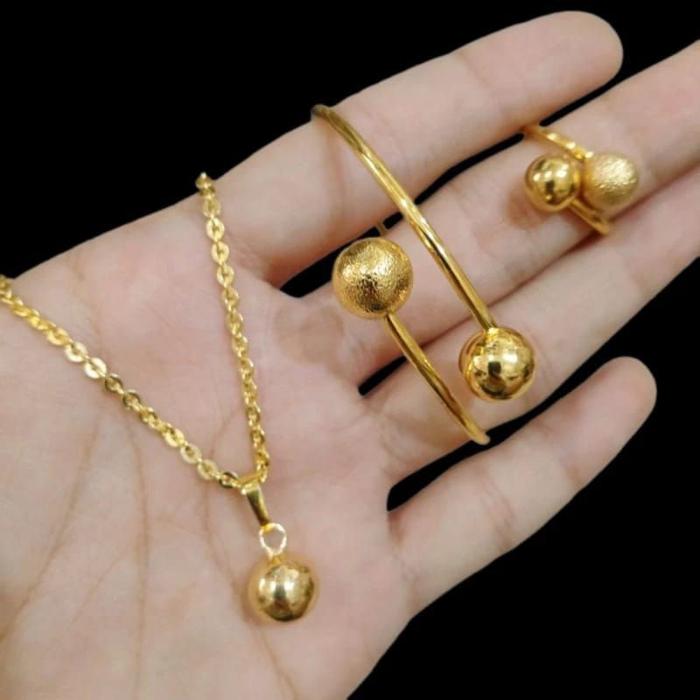 Set Perhiasan Wanita,Remaja Titanium Motif Bola Bola