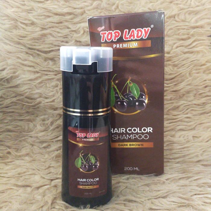 TOP LADY PREMIUM HAIR COLOR SHAMPOO NATURAL BLACK 200ML SHAMPOO PENGHITAM RAMBUT SEMIR UBAN [PRODUK