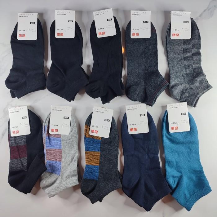 Kaos Kaki Ankle Uniqlo Pria Polos dan Motif Anti Bacterial