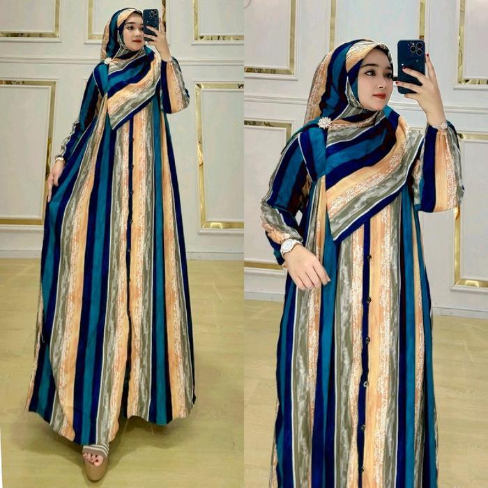 Gamis Zahira Set Hijab Kancing