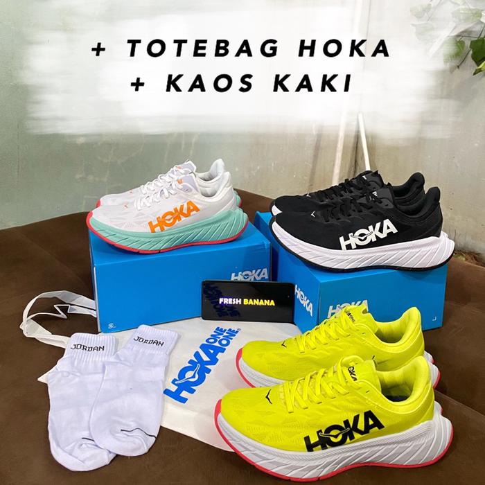 Sepatu Hoka Running Olahraga Fitness Senam H0Ka Carbon X2 X 2 Full Black White Grey Blue Red Green