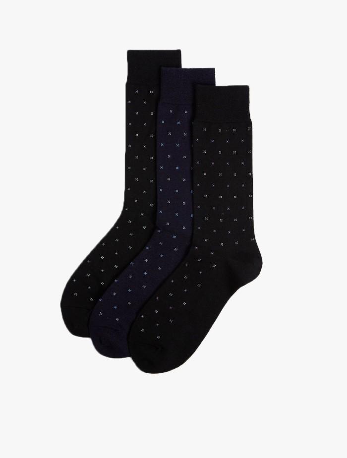 M&S - Kaos Kaki Pria - 3 Pack Merino Wool Rich Socks - Grey Mix