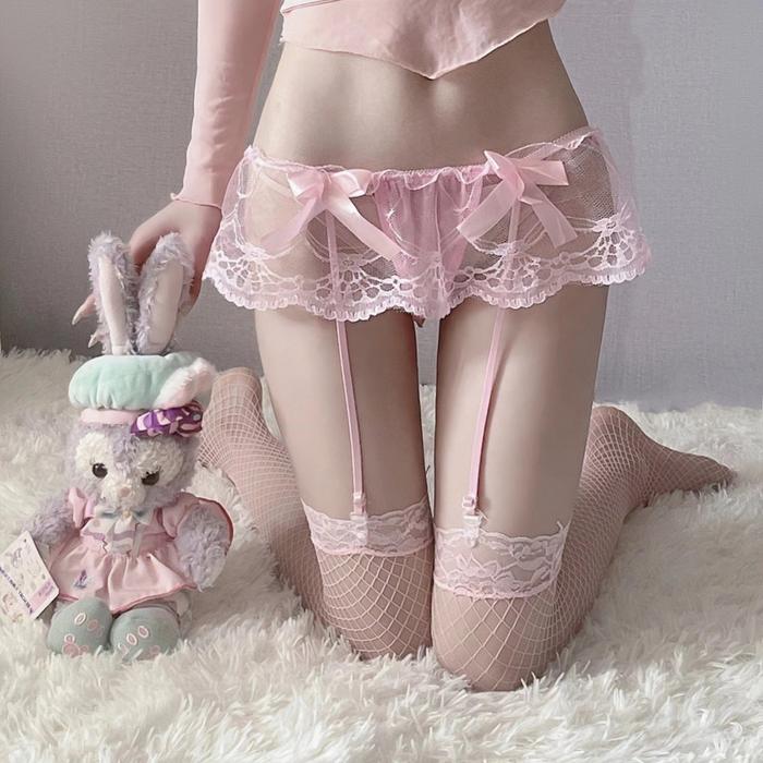 Lingerie Sexy Set G String+Sabuk Garter+Stocking Lingerie Murah T02