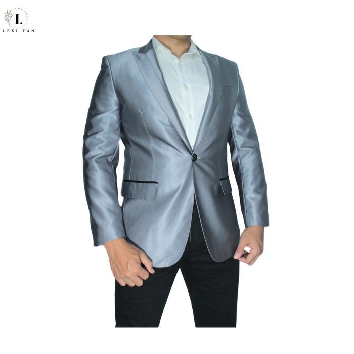 Jas / Blazer Formal Atau Casual Warna Abu Silver Merk Zio Homme (XL) 774