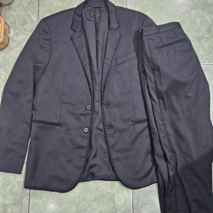 Hugo Boss Virgin Wool Jas Blazer Jacket Suit Jaket Celana Medium Large Pria Mens Hitam 38R 774