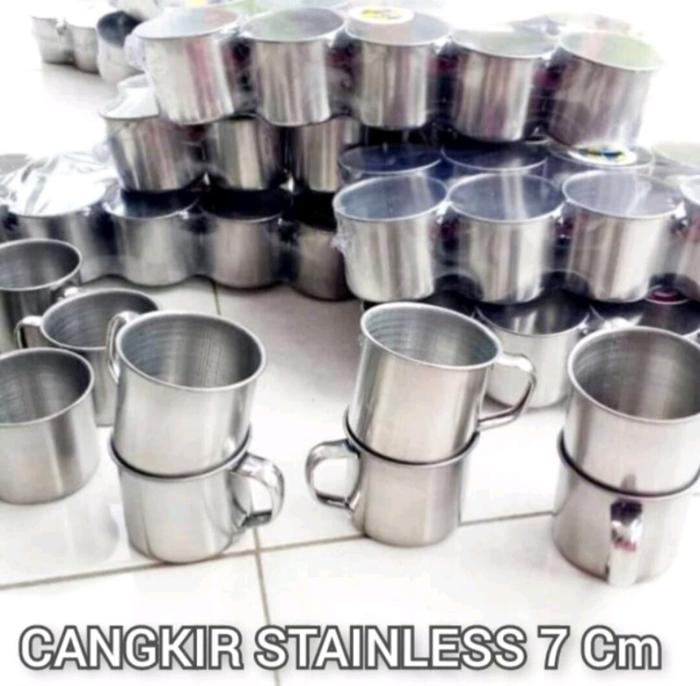 1 Lusin Mug Mini Stainless Steel Kopi Teh Serbaguna 7 Cm / Gelas Cangkir Mug Murah Tanpa Tutup