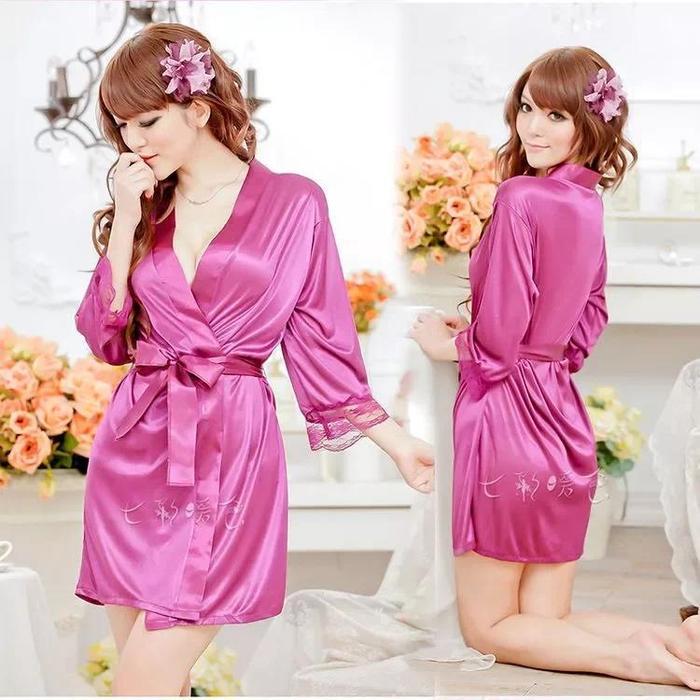 TERLARIS [LUNGSURAN] Pakaian Tidur Wanita Malam Hari/Baju Tidur Model Kimono+Gstring/Baju Anti Gerah