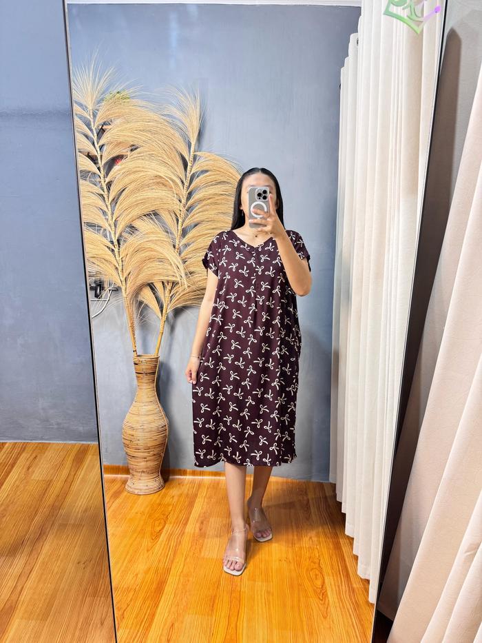 TERLARIS Dress Panjang Selutut Busui Motif Kekinian Rarestore Collection Wanita Casual Baju Gaun Sim
