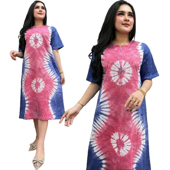 TERLARIS Daster Kaos Kekinian Busui Lengan Pendek Motif Abstrak Gaun Malam Kekinian Adem Kain Panjan
