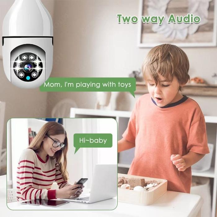 E27 1080P Kamera CCTV Wifi Terhubung ke Ponsel Kamera Bohlam CCTV dengan Kamera Keamanan Cerdas Suar