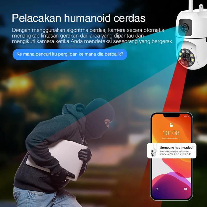 CCTV Dual kamera v380 pro  Rotasi 360 ° camera jarak jauh wifi Definisi Ultra Tinggi kamera cctv out