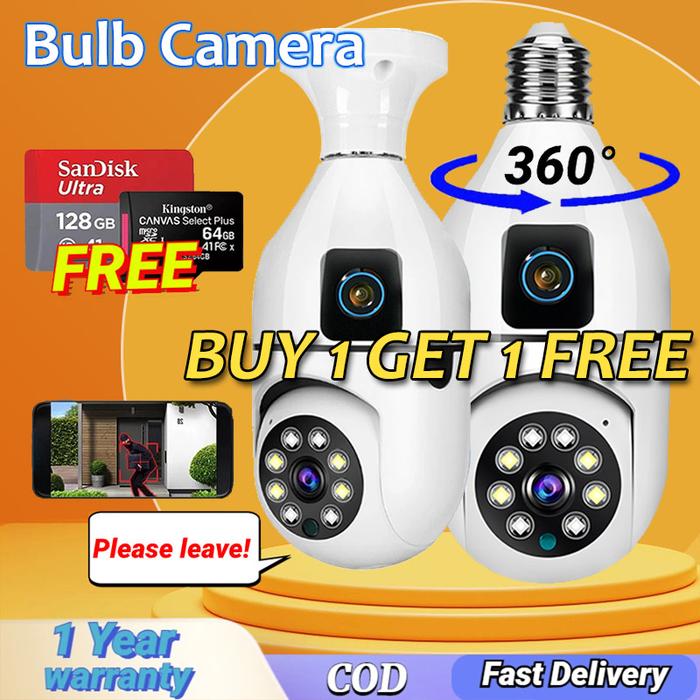 Kamera CCTV dual lens v380 pro koneksi 360° Pemilik lampu kamera dua dengan audio dan speaker wirele
