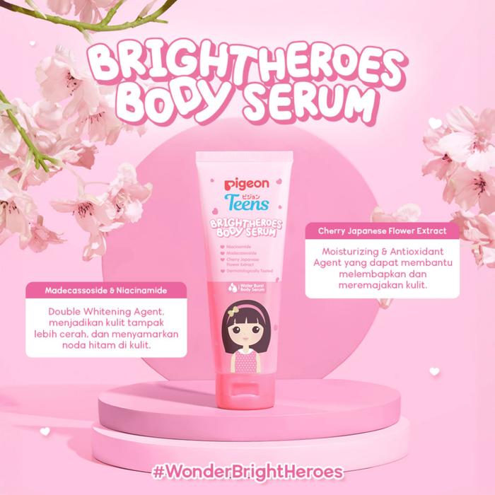 FREE GIFT Pigeon Teens Bright Heroes Body Serum 100ml - Cepat Menyerap & Tidak Lengket Original BPO