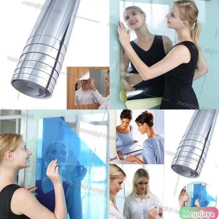 50*200CM Stiker Cermin Rias Dinding Cermin Sticker Dinding Wallpaper Tempel Anti Pecah Miror Dekoras