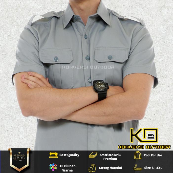 BESTSELLER- Baju Kemeja Lapangan Seragam Atasan PDL PDH Outdoor Lengan Pendek - Pakaian Kerja Kantor