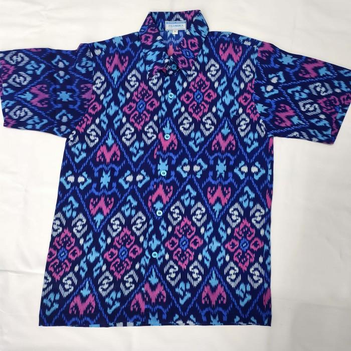 Kemeja Endek Warna Biru Pria dan Wanita - Size 3, Endek BiruTerlaris