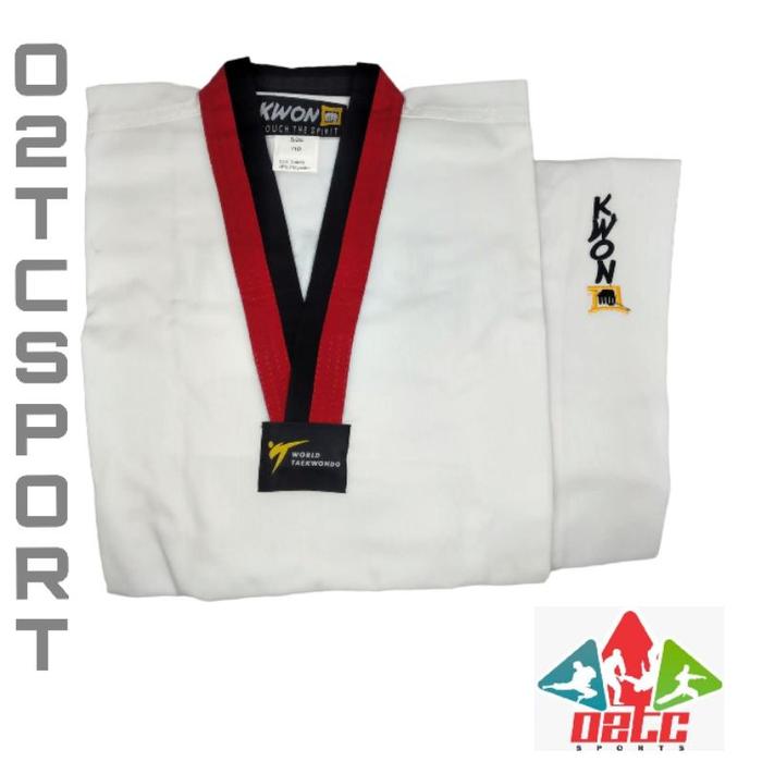 BESTSELLER- DOBOK SERAGAM TAEKWONDO KWON CLUB LINE KERAH POOM BAJU TAEKWONDO ORIGINAL PROMO