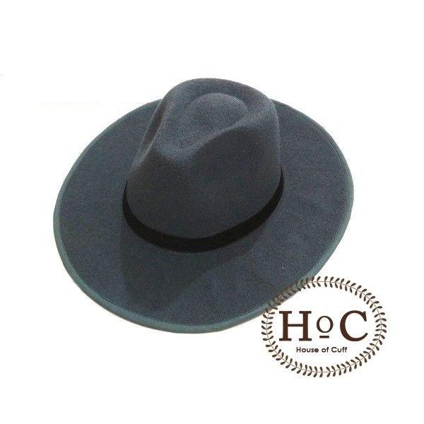 HOUSEOFCUFF Topi Fedora Hat WIDE FEDORA HAT GREY