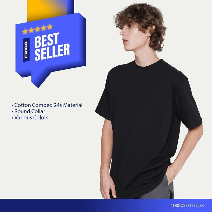 Erigo T-Shirt Basic Meghan Black - Kaos Oversize Polos Unisex