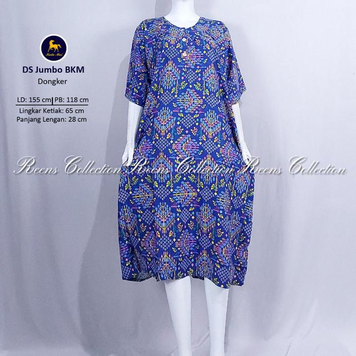 Batik Kuda Mas Daster JUMBO LD-150cm Daster Tangan Pendek Di Bawah Lutut 2 Kancing Depan Tidak Busui