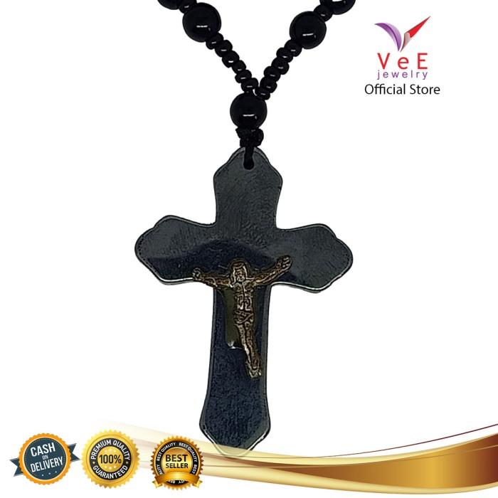Terlaris Kalung Salib Batu Giok Asli Cina Liontin Batu Blustin - VeE Feng Shui - Yesus