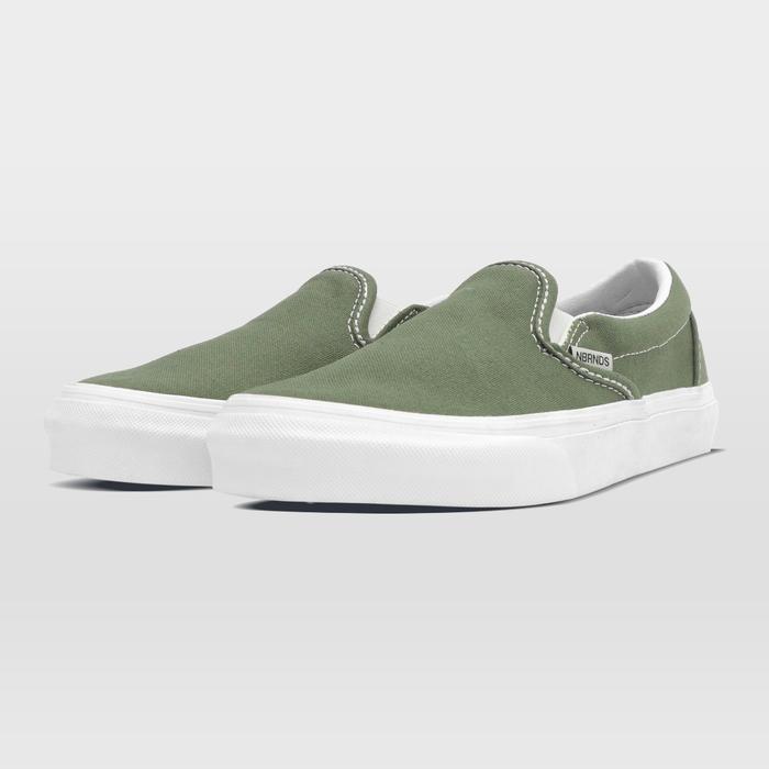 NOBRANDS FOOTWEAR SEPATU SLIP ON POLOS SELOP OLIVE GREEN LOCAL PRIDE SHOES SNEAKERS PRIA WANITA BERK