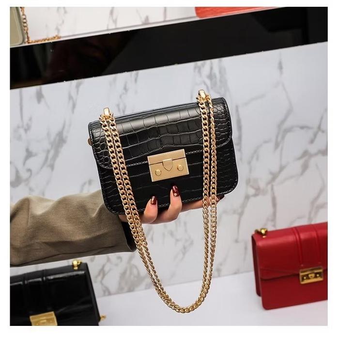 Ck2-80700972-3 Tas Wanita Ck Croc Effect Chain Strap Crossbody #45852