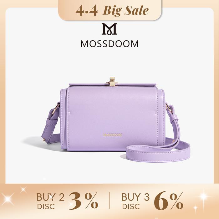 TERLARIS MOSSDOOM Tas Wanita Bexley Bag Tas Kotak Elegan Tas Selempang Desain Kunci Warna Solid