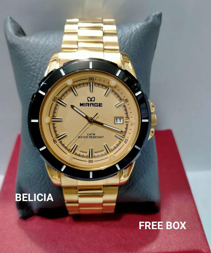 MIRAGE 8713 BRP-M NEW MODEL JAM TANGAN PRIA RANTAI STAINLESS STEEL WATER RESISTANT