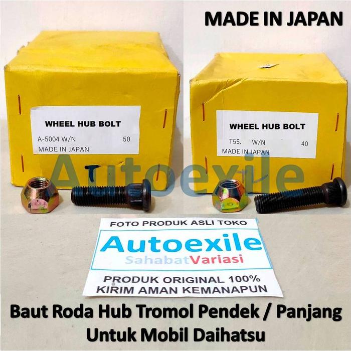 Baut Tromol Mobil Daihatsu Made in Japan M12 Drat 1.5 Pendek 4.85 cm / Panjang 6 cm Simbol T Wheel H