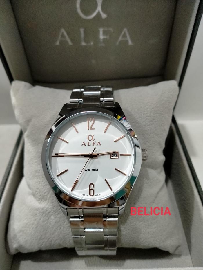 NEW MODEL ALFA 88167M / JAM TANGAN PRIA RANTAI PERAK STAINLESS STEEL WATER RESISTANT 30 METER