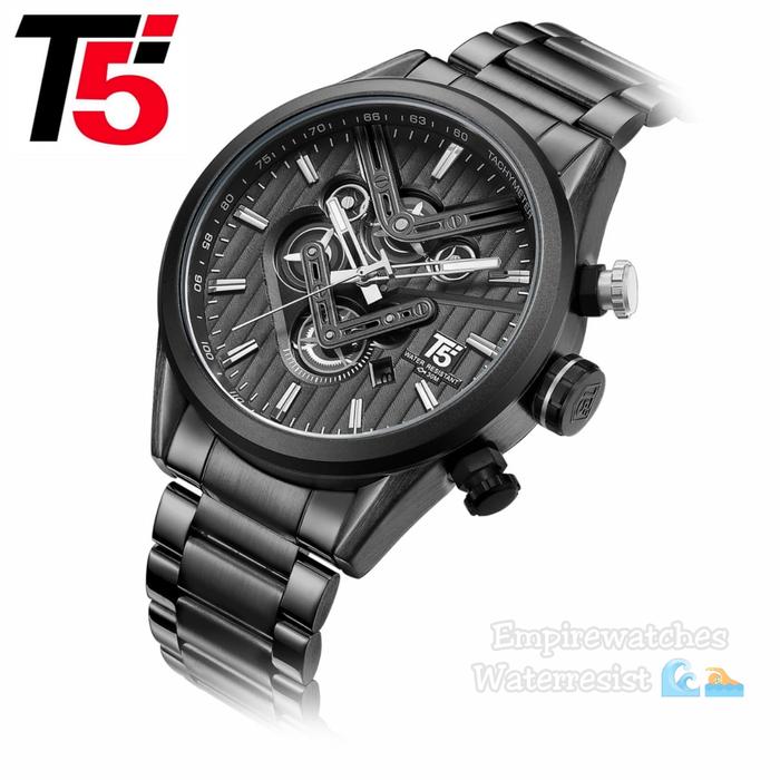 Empirewatches Jam Tangan T5 H3628G Pria Cowok Analog Rantai Stainless Chrono dan Tanggal Aktif Kuali