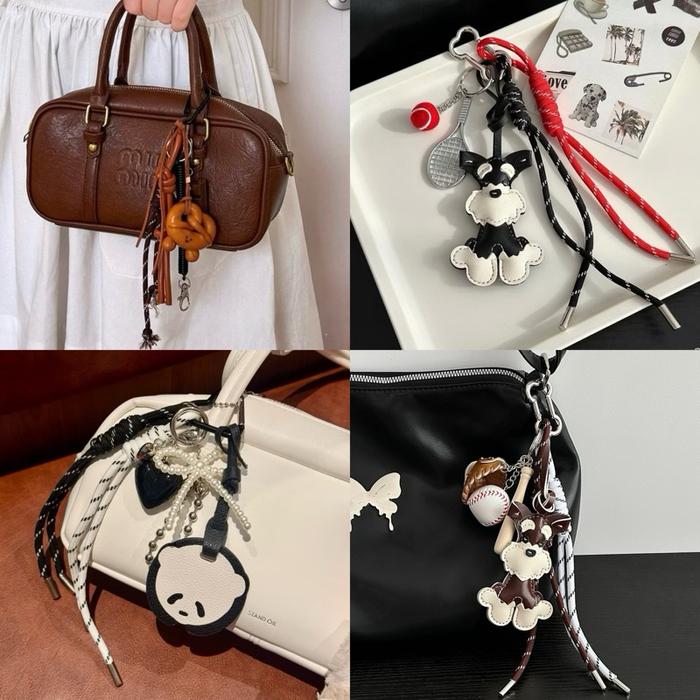 Ready Stock Gantungan Tas Kulit Bag Charm Leather Tennis Key Pendant Key Chain Gantungan Multifungsi