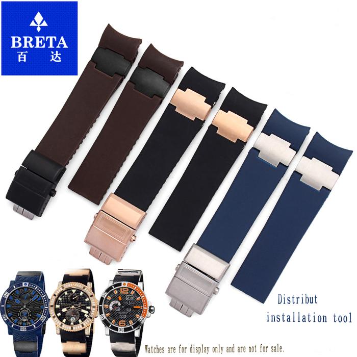Aksesoris Jam Tangan Waterproof rubber strap 22MM black blue brown watch belt for Ulysse Nardin DIV