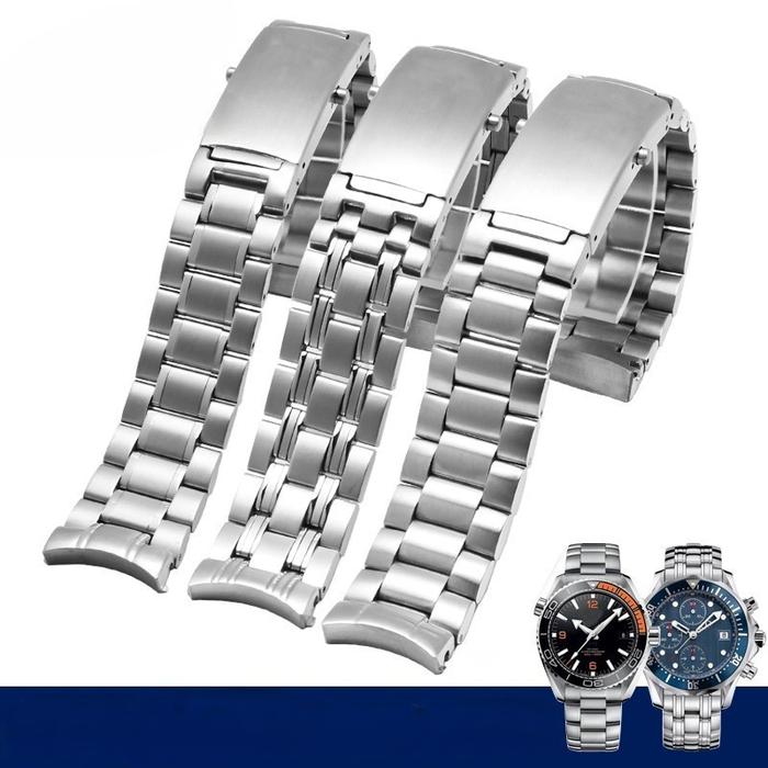Aksesoris Jam Tangan Jam Tangan 18mm 20mm 22mm Silver Stainless Steel Watch Strap for Omega New Seam